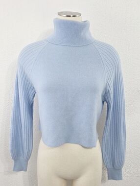 27 Miles Shailene Sky cashmere sweater turtleneck pastel blue women's XS NWT
